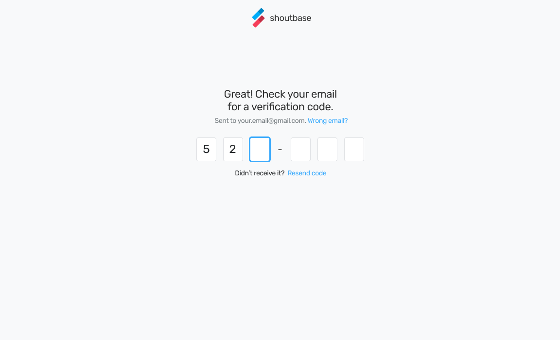 Wireframe - Verification code screen