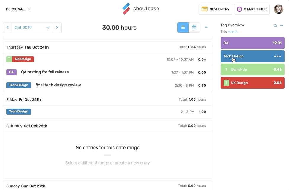 Screen capture of Shoutbase UI performing the steps outlined above