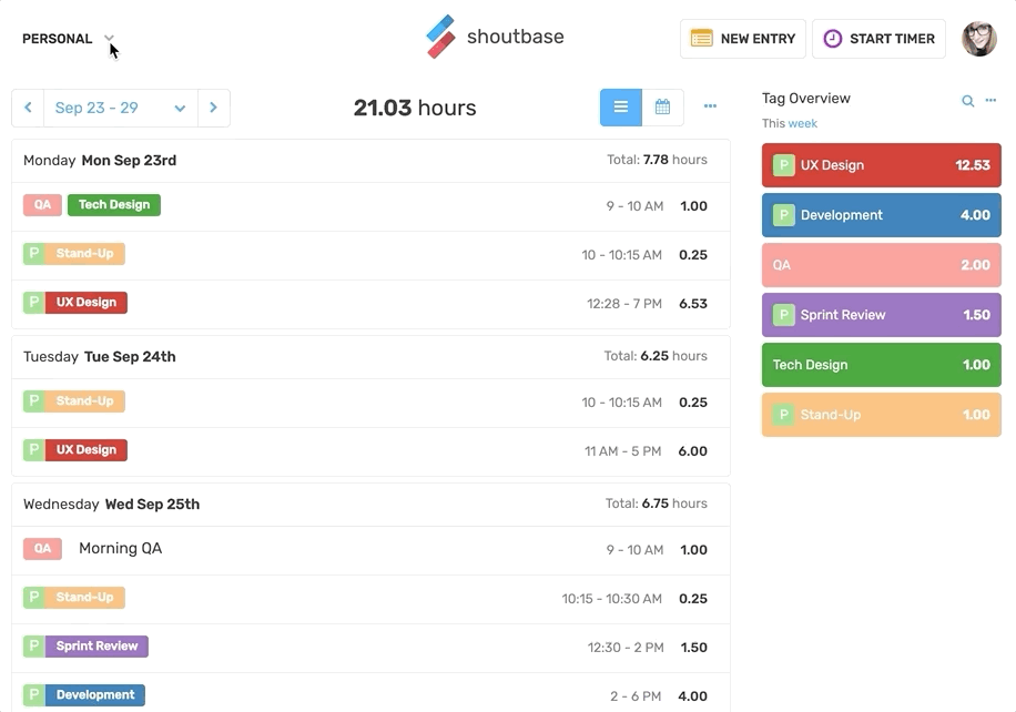 Screen capture of Shoutbase UI performing the steps outlined above