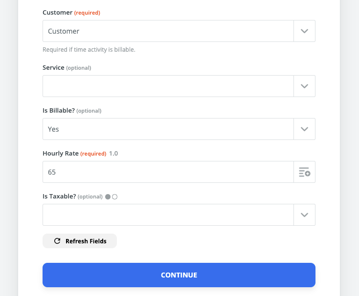 screenshot of Zapier with remaining fields filled