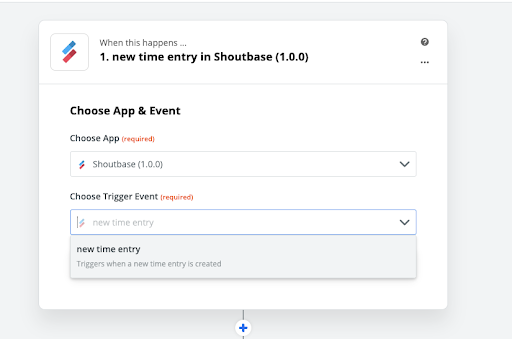 screenshot of Zapier Choose App & Event