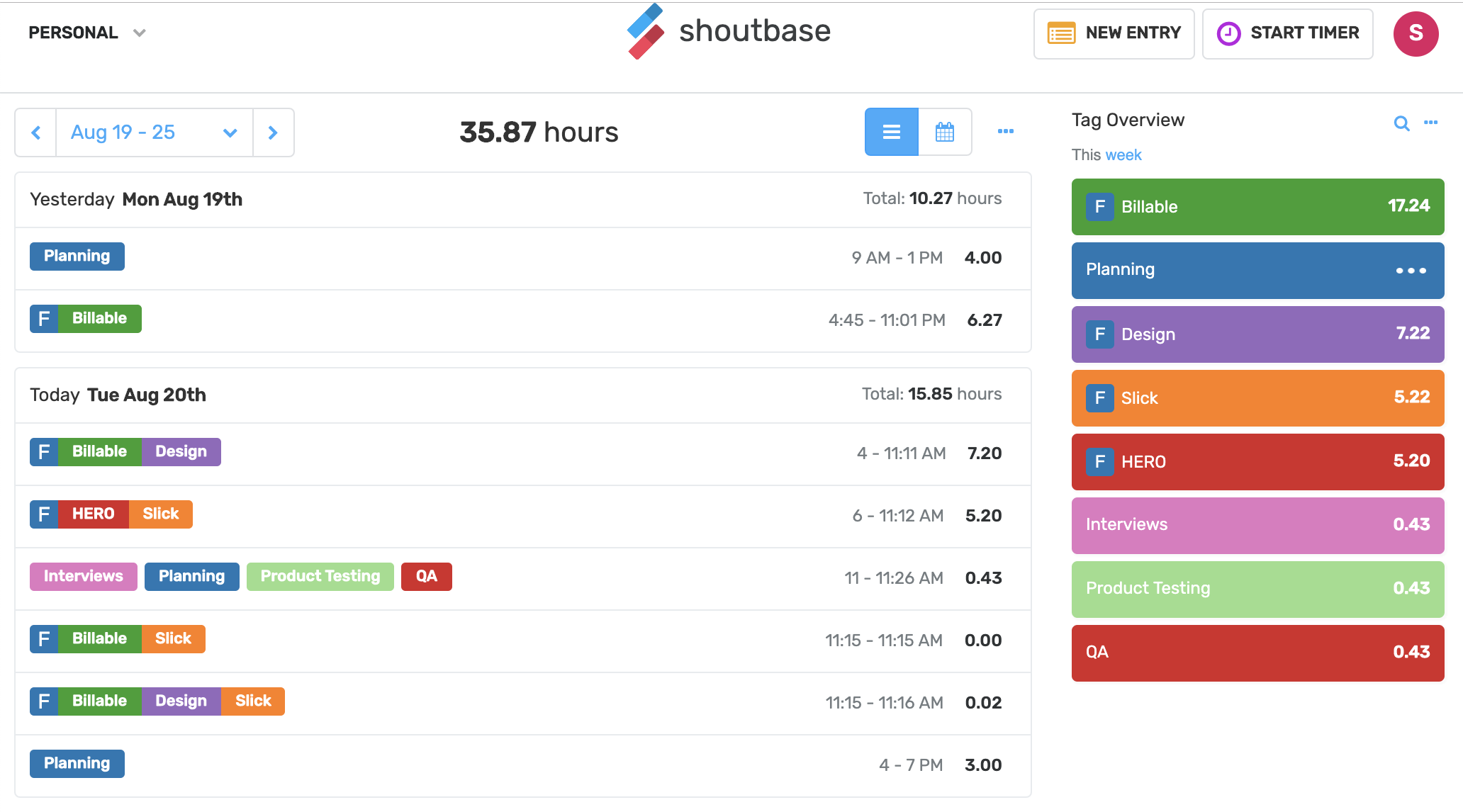 Shoutbase Personal Tag Sidebar